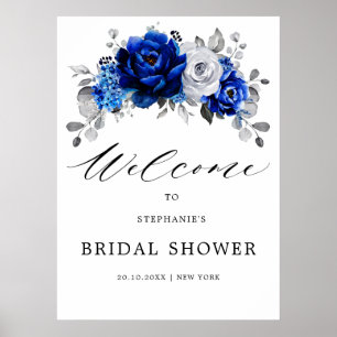 Royal Blue Silver Vrijgezellenfeest Welcome Poster