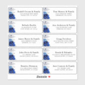 Royal Blue Silver Wedding Guest Address Stic Sticker (Vel)