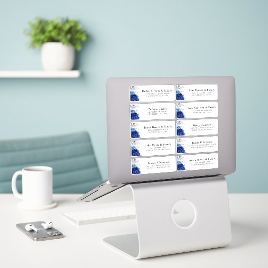 Royal Blue Silver Wedding Guest Address Stic Sticker (Laptop op bureau)