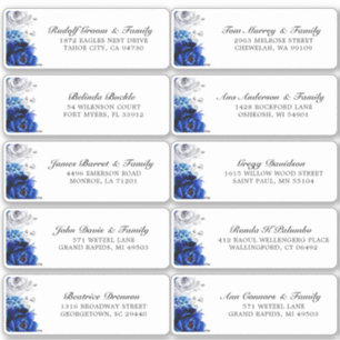 Royal Blue Silver Wedding Guest Adres Sticker