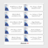 Royal Blue Silver Wedding Guest Adres Sticker (Vel)