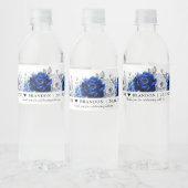 Royal Blue Silver Wedding Water Bottle Waterfles Etiket (Flessen)