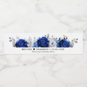 Royal Blue Silver Wedding Water Bottle Waterfles Etiket (Enkel label)