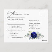 Royal blue Silver White Geometric RSVP Briefkaart (Achterkant)