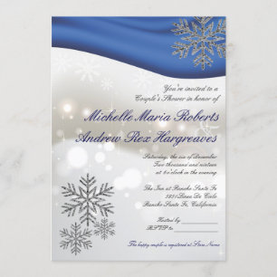Royal Blue Silver Winter Wedding Couple Shower Kaart