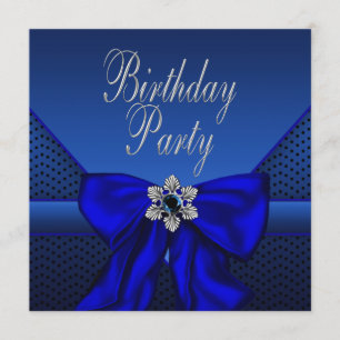 Royal Blue Silver Womans Birthday Party Kaart