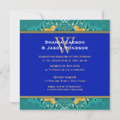 Royal Blue Sinaasappel Zonnebloem Blauwgroen Glitt Kaart (Achterkant)