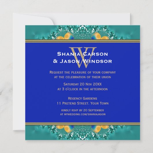 Royal Blue Sinaasappel Zonnebloem Blauwgroen Glitt Kaart (Achterkant)