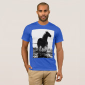 Royal Blue Sjabloon Running Horse Modern Pop Art T-shirt (Voorkant volledig)