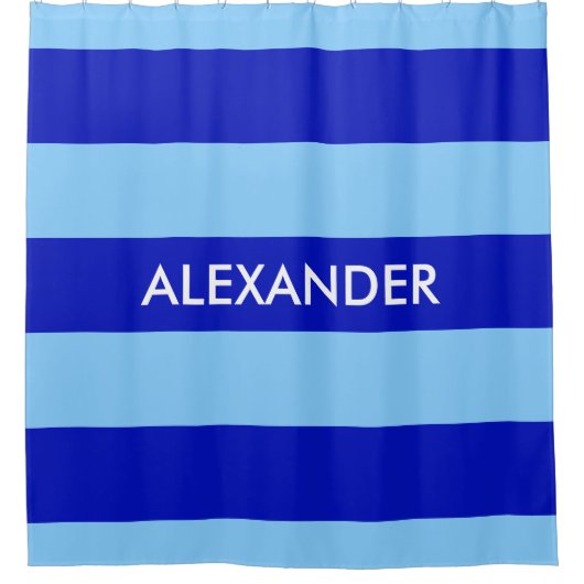 Royal Blue Sky Blue Bold H Streep #3 Monogram Douchegordijn (Voorkant)
