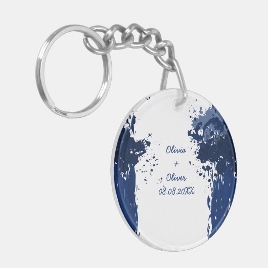 Royal Blue Sleutelhanger Wedding Favor (Voorkant Links)