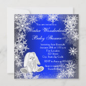 Royal Blue Snowflake Winter Wonderland Baby shower Kaart (Achterkant)