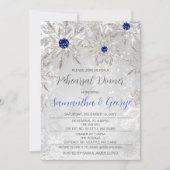 Royal Blue Snowflakes Winter Rehearsal Dinner Kaart (Voorkant)