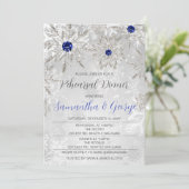 Royal Blue Snowflakes Winter Rehearsal Dinner Kaart (Staand voorkant)