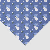Royal Blue Snowman-kerstpatroon Tissuepapier (Detail)