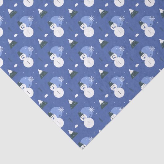 Royal Blue Snowman-kerstpatroon Tissuepapier (Detail)