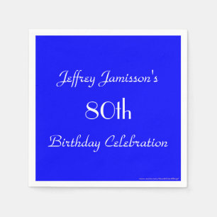 Royal Blue Solid 80th Birthday Party Paper Servetten