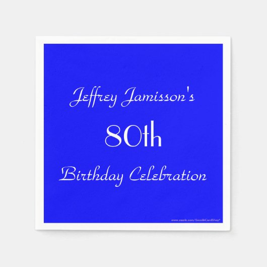 Royal Blue Solid 80th Birthday Party Paper Servetten (Voorkant)
