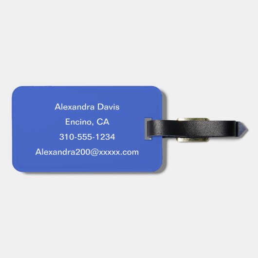 Royal Blue Solid Color Bagagelabel (Achterkant horizontaal)
