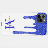 Royal Blue Sparkle Glam Glitter Driemonogram iPhone Hoesje (Achterkant horizontaal)