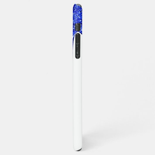 Royal Blue Sparkle Glam Glitter Driemonogram iPhone Hoesje (Linkerkant)