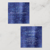 Royal Blue Sparkle Glitter Beauty Stylist Vierkante Visitekaartje (Voorkant / Achterkant)