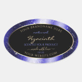 Royal Blue Sparkle Glitter Lijst Productlabel Ovale Sticker (Voorkant)