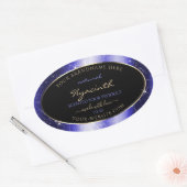 Royal Blue Sparkle Glitter Lijst Productlabel Ovale Sticker (Envelop)
