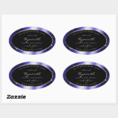 Royal Blue Sparkle Glitter Lijst Productlabel Ovale Sticker (Vel)
