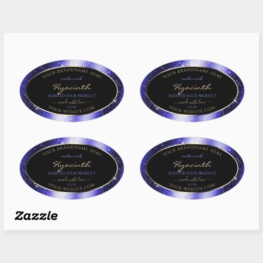 Royal Blue Sparkle Glitter Lijst Productlabel Ovale Sticker (Vel)