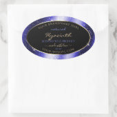 Royal Blue Sparkle Glitter Lijst Productlabel Ovale Sticker (Tas)