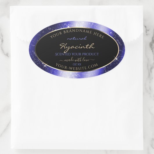 Royal Blue Sparkle Glitter Lijst Productlabel Ovale Sticker (Tas)