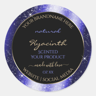 Royal Blue Sparkle Glitter Lijst Productlabel Ronde Sticker