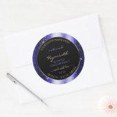 Royal Blue Sparkle Glitter Lijst Productlabel Ronde Sticker (Envelop)