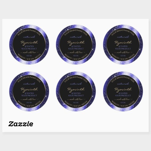 Royal Blue Sparkle Glitter Lijst Productlabel Ronde Sticker (Vel)