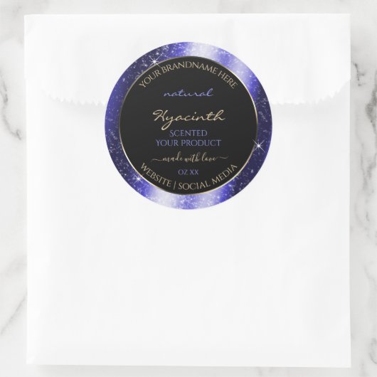 Royal Blue Sparkle Glitter Lijst Productlabel Ronde Sticker (Tas)