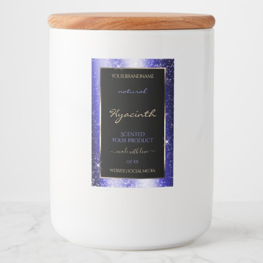 Royal Blue Sparkle Glitter Lijst Productlabel Voedselcontainer Etiket (Voorkant)