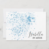 Royal Blue Sparkle Jurk Quinceañera Uitnodiging (Achterkant)