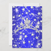 Royal Blue Sparkle Tiara Stars Quinceanera Kaart (Achterkant)