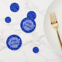 Royal Blue Sparkly Faux Glitter Happy Birthday