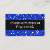 Royal Blue Sparkly FAUX Glitter Kijk Event Planner Visitekaartje (Achterkant)