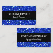 Royal Blue Sparkly FAUX Glitter Kijk Event Planner Visitekaartje (Voorkant / Achterkant)