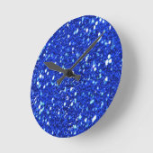  Royal Blue Sparkly Faux Glitter look Ronde Klok (Hoek)