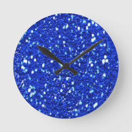 Royal Blue Sparkly Faux Glitter look Ronde Klok