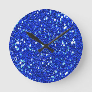  Royal Blue Sparkly Faux Glitter look Ronde Klok