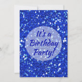 Royal Blue Sparkly Faux Glitter Verjaardagsfeest Kaart (Voorkant)