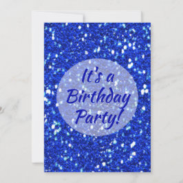 Royal Blue Sparkly Faux Glitter Verjaardagsfeest Kaart