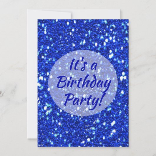 Royal Blue Sparkly Faux Glitter Verjaardagsfeest Kaart (Voorkant)