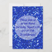 Royal Blue Sparkly Faux Glitter Verjaardagsfeest Kaart (Achterkant)