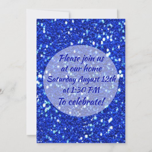 Royal Blue Sparkly Faux Glitter Verjaardagsfeest Kaart (Achterkant)